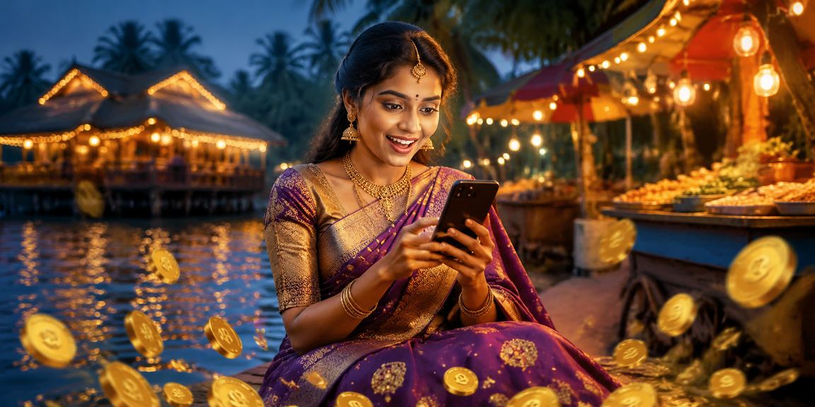 Night market with casino and betting apps in Kerala India